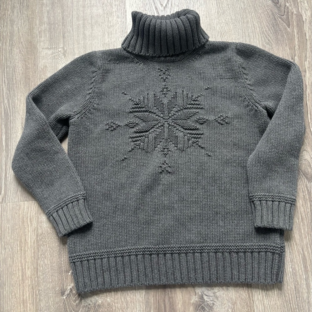Lauren Ralph Lauren Gray Ribbed Snowflake Turtleneck Sweater - Size P/P